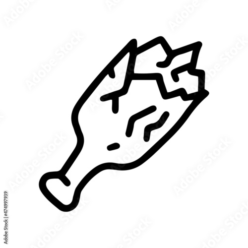 broken bottle weapon line vector doodle simple icon