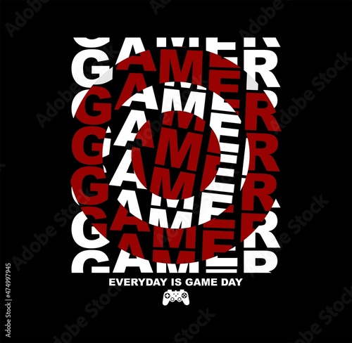 Vector gamer typhography illustration with slogan never quit, for t-shirt prints and etc. 