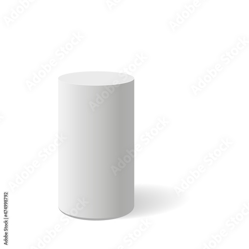 Light gray cylinder template isolated on white background. 3D object figure design. eps 10