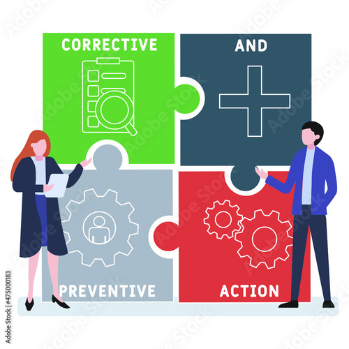 CAPA - Corrective and preventive action acronym. business concept background.  vector illustration concept with keywords and icons. lettering illustration with icons for web banner, flyer, landing