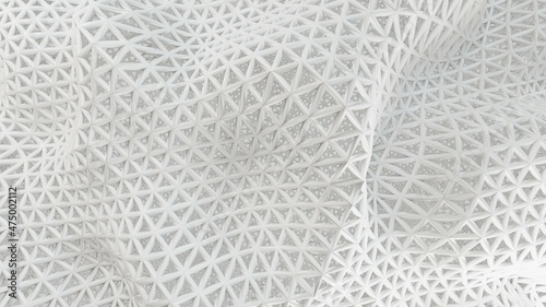 3D render, Abstract white matter geometric pattern  background