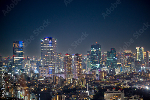 東京都渋谷区恵比寿の高層ビルから見た夜の東京の都市景観