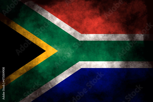 Closeup of grunge South African flag 