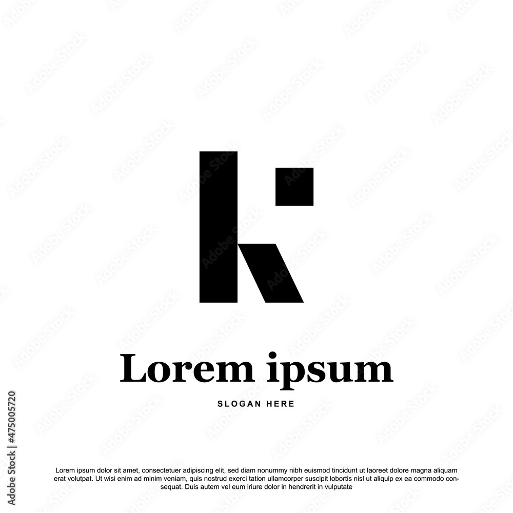 Simple monogram letter K or R with rectangle logo design vector Simple monogram letter K or R with rectangle logo design vector