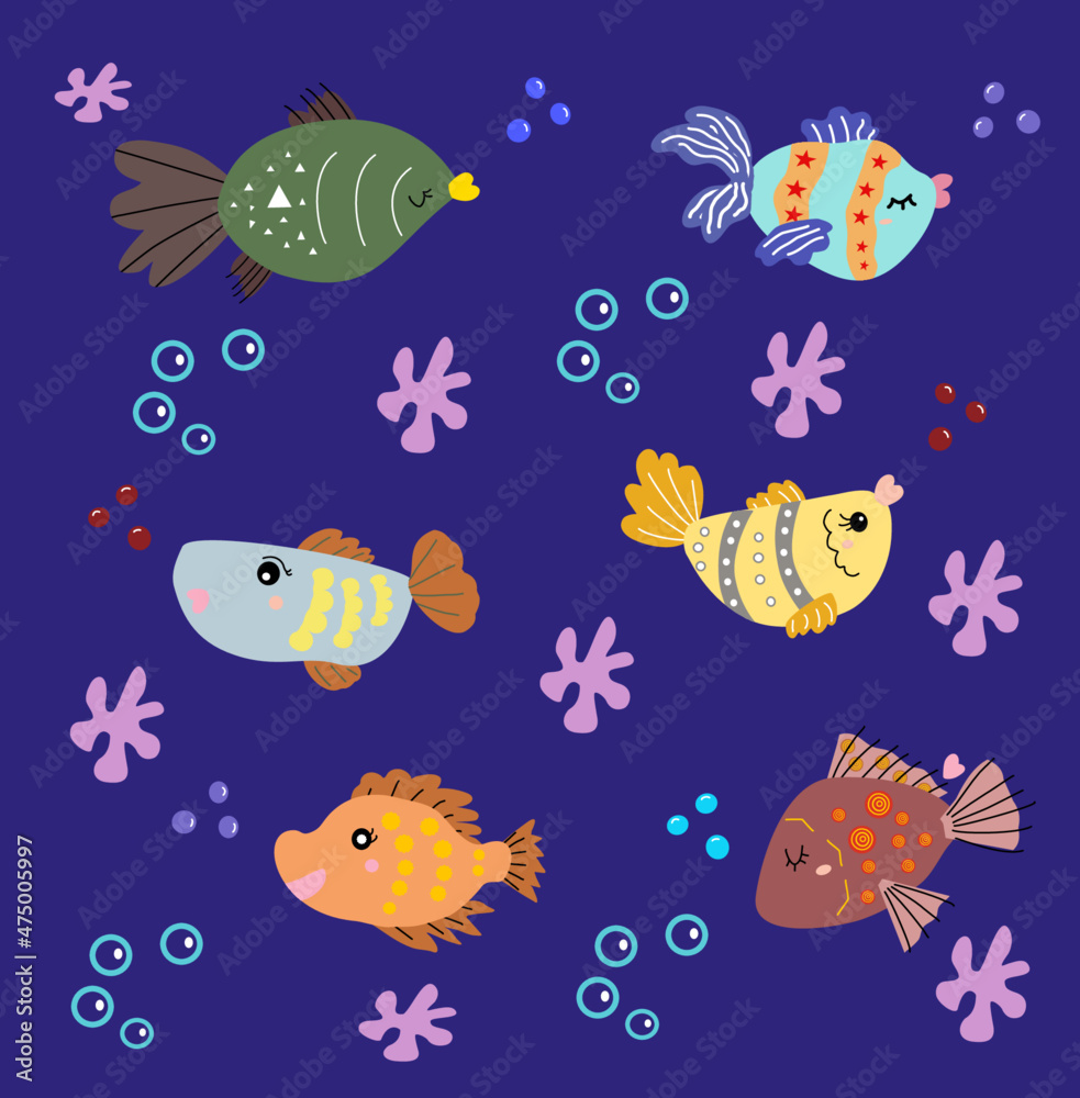 Fototapeta premium sealmess undersea fish vector illustration