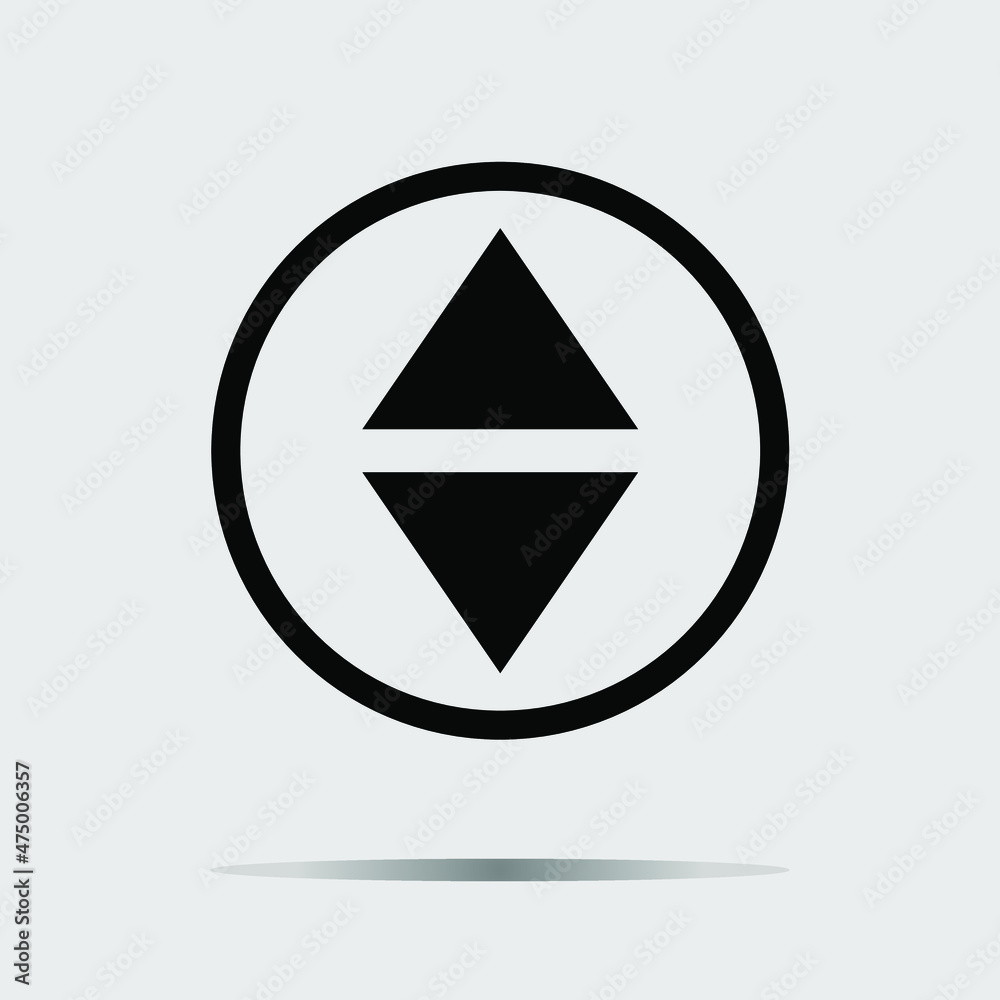 Up and Down Arrow Icon. Arrow sign for web site design, logo, app, UI. Up and down arrow icon illustration in circle isolated on gray background Up and Down Arrow Icon. Arrow sign for web site design, logo, app, UI. Up and down arrow icon illustration in circle isolated on gray background