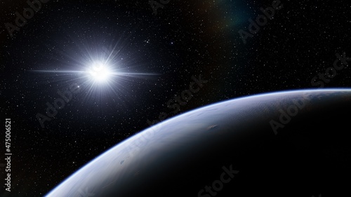planet suitable for colonization  earth-like planet in far space  planets background 3d render  