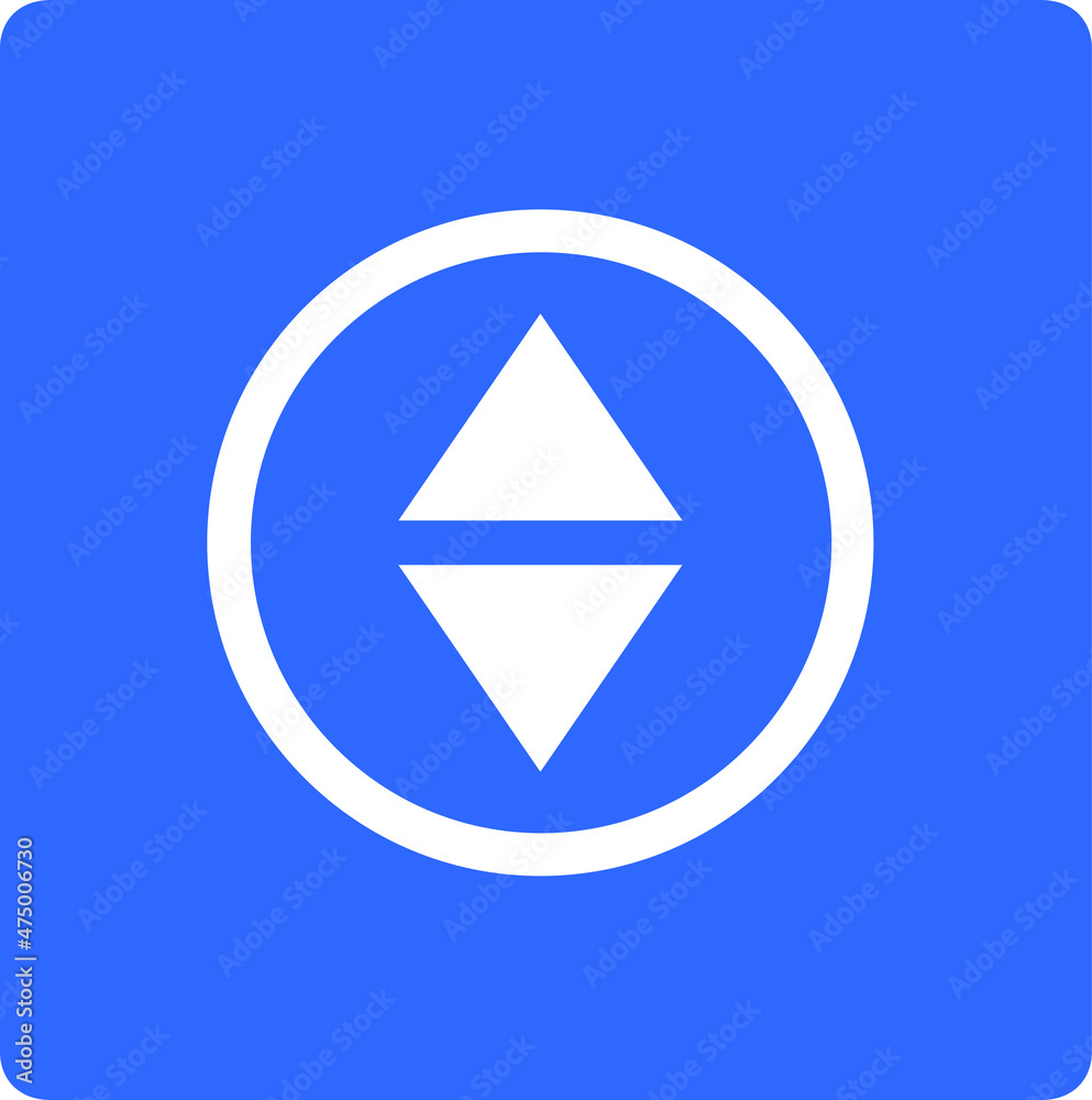 Up and Down Arrow Icon. Arrow sign for web site design, logo, app, UI. Up and down arrow icon illustration in circle isolated on blue background Up and Down Arrow Icon. Arrow sign for web site design, logo, app, UI. Up and down arrow icon illustration in circle isolated on blue background