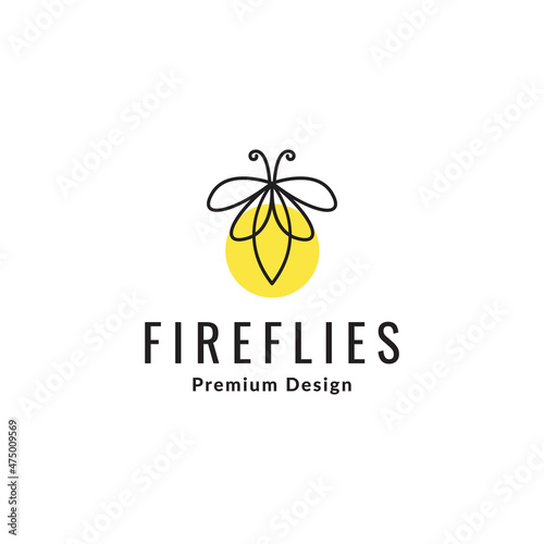line abstract yellow fireflies logo symbol icon vector graphic design illustration idea creative