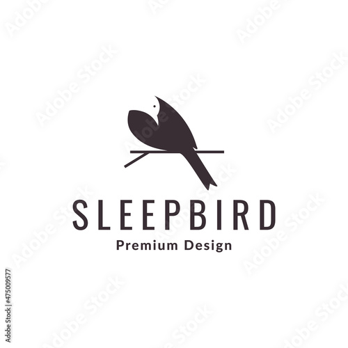 negative space bird sleep logo symbol icon vector graphic design illustration idea creative