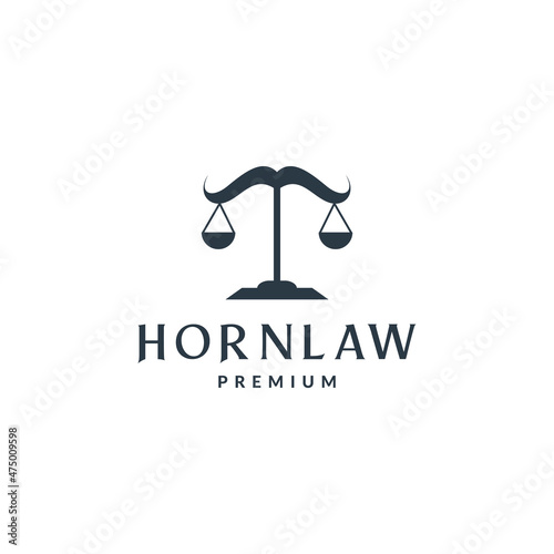 mustache with balance law logo symbol icon vector graphic design illustration idea creative