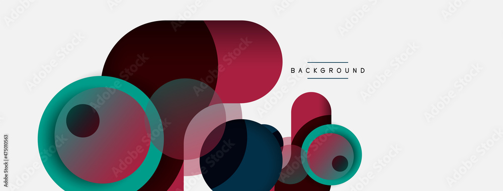 Creative geometric wallpaper. Minimal abstract background. Circles composition vector illustration for wallpaper banner background or landing page Creative geometric wallpaper. Minimal abstract background. Circles composition vector illustration for wallpaper banner background or landing page