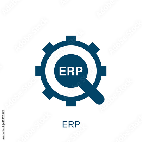 erp vector icon. business filled flat symbol for mobile concept and web design. Black data glyph icon. Isolated sign, logo illustration. Vector graphics.