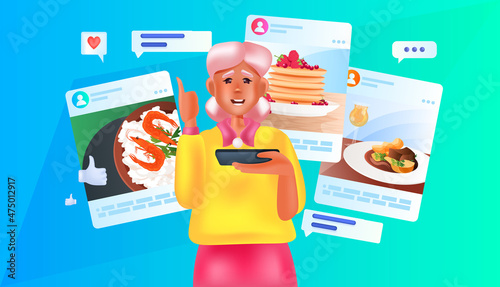 senior woman using online cooking application on digital gadget virtual food preparation social media network