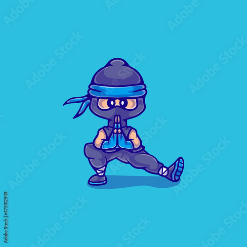 cute ninja boy illustration