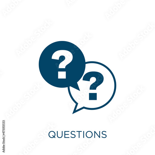 questions vector icon. support filled flat symbol for mobile concept and web design. Black question glyph icon. Isolated sign, logo illustration. Vector graphics. photo