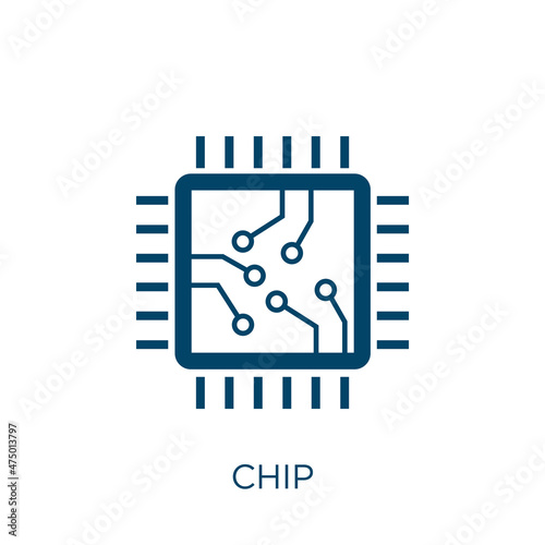 chip vector icon. computer filled flat symbol for mobile concept and web design. Black digital glyph icon. Isolated sign, logo illustration. Vector graphics.