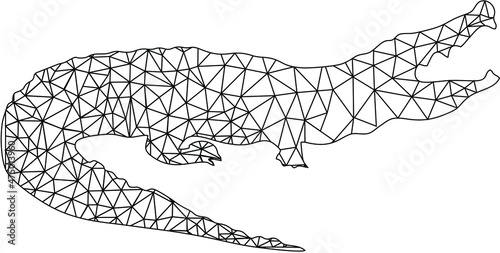 low poly line art of crocodile.