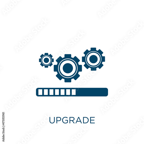 upgrade vector icon. update filled flat symbol for mobile concept and web design. Black button glyph icon. Isolated sign, logo illustration. Vector graphics.