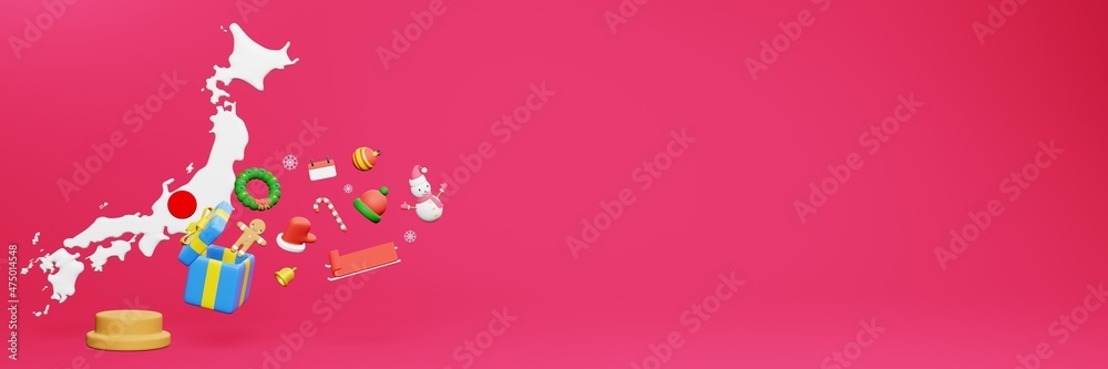 Naklejka premium 3d rendering of christmas new year celebration in Japan for web cover and social media
