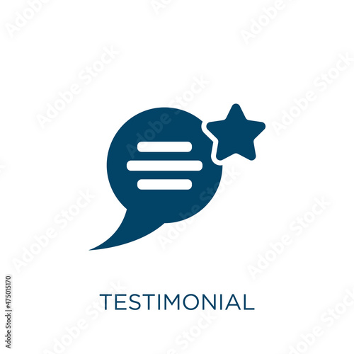 testimonial vector icon. feedback filled flat symbol for mobile concept and web design. Black chat glyph icon. Isolated sign, logo illustration. Vector graphics.