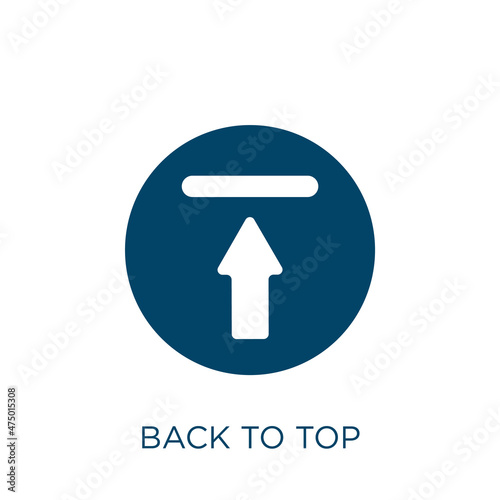 back to top vector icon. back filled flat symbol for mobile concept and web design. Black top glyph icon. Isolated sign, logo illustration. Vector graphics.