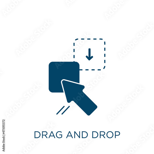 drag and drop vector icon. drag filled flat symbol for mobile concept and web design. Black pointer glyph icon. Isolated sign, logo illustration. Vector graphics.