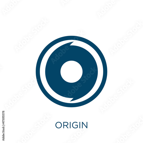 origin vector icon. business filled flat symbol for mobile concept and web design. Black text glyph icon. Isolated sign, logo illustration. Vector graphics.