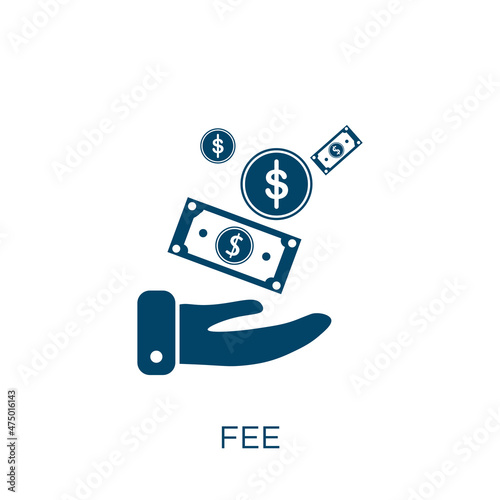 fee vector icon. money filled flat symbol for mobile concept and web design. Black finance glyph icon. Isolated sign, logo illustration. Vector graphics.