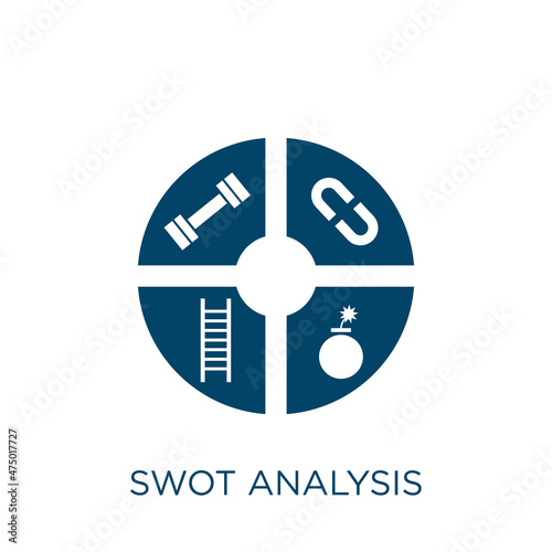 swot analysis vector icon. strength filled flat symbol for mobile concept and web design. Black presentation glyph icon. Isolated sign, logo illustration. Vector graphics.