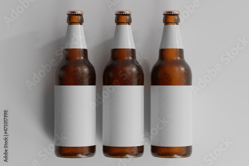 Cold Beer Bottle with Blank Label