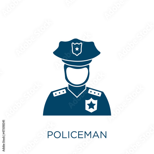 policeman vector icon. law filled flat symbol for mobile concept and web design. Black police glyph icon. Isolated sign, logo illustration. Vector graphics.