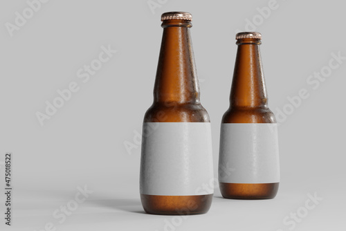 Cold Beer Bottle with a Blank Label