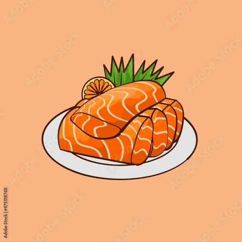 Illustration design of delicious raw salmon

