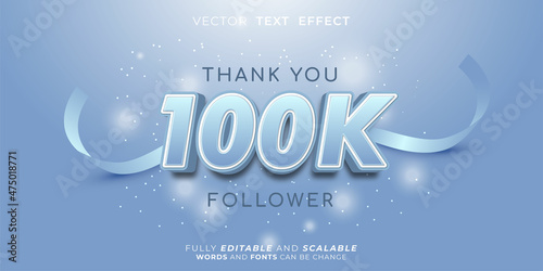 Editable text 100k followers with 3d style numbers