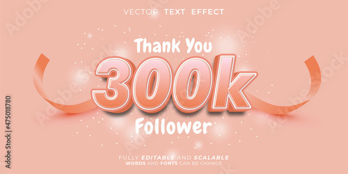 Editable text 300k followers with 3d style numbers