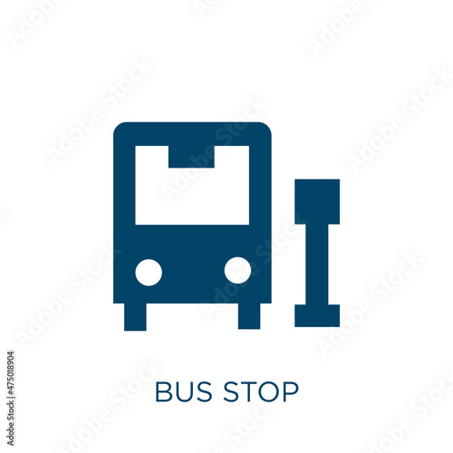 bus stop vector icon. bus filled flat symbol for mobile concept and web design. Black stop glyph icon. Isolated sign, logo illustration. Vector graphics.