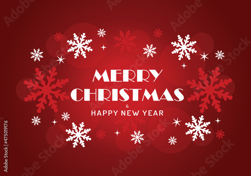 Christmas red background with festive element of winter. Merry Christmas greetings.