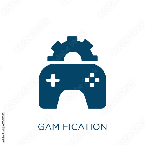 gamification vector icon. play filled flat symbol for mobile concept and web design. Black game glyph icon. Isolated sign, logo illustration. Vector graphics.
