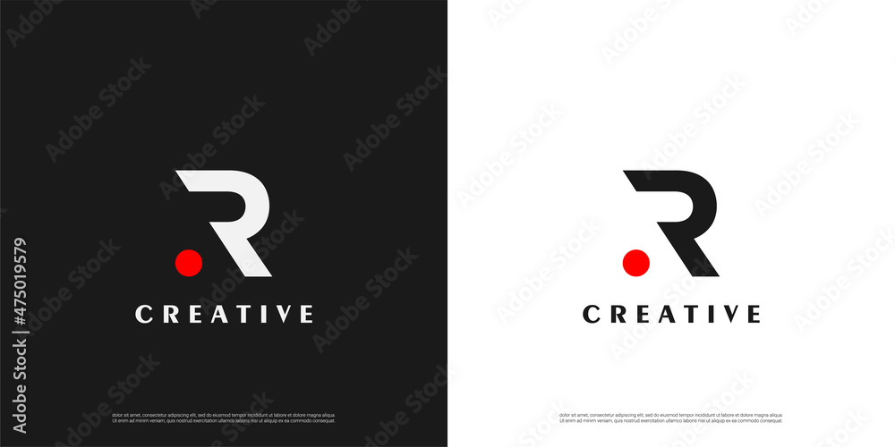 Letter R abstract with dot logo icon abstract design template elements - obrazy, fototapety, plakaty 