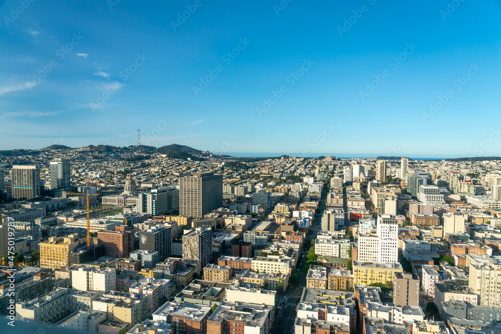 View of the San Francisco City Hall with Twin Peaks in the Background