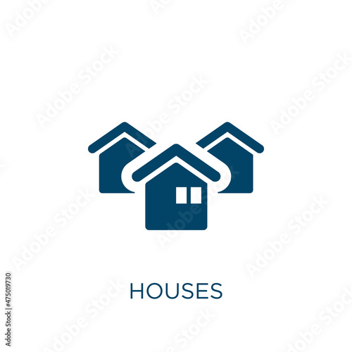 houses vector icon. house filled flat symbol for mobile concept and web design. Black home glyph icon. Isolated sign, logo illustration. Vector graphics.