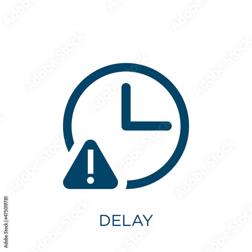 delay vector icon. delayed filled flat symbol for mobile concept and web design. Black timer glyph icon. Isolated sign, logo illustration. Vector graphics.