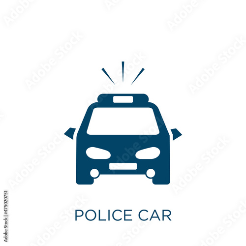 police car vector icon. car filled flat symbol for mobile concept and web design. Black police glyph icon. Isolated sign, logo illustration. Vector graphics.