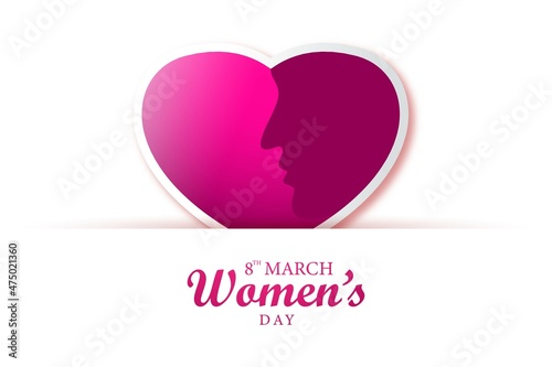 happy womens day face and heart concept card design