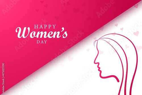 Face of lady in Happy Women's Day concept card background