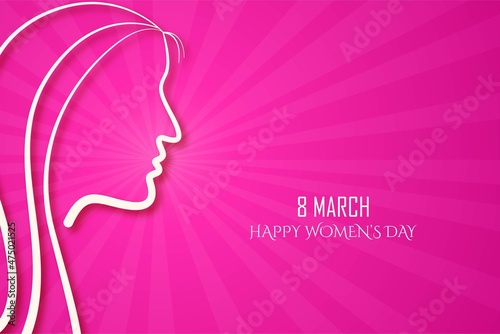 Happy Women's Day women face greeting card background
