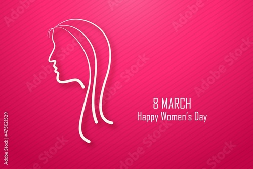 Happy Women's Day women face greeting card background