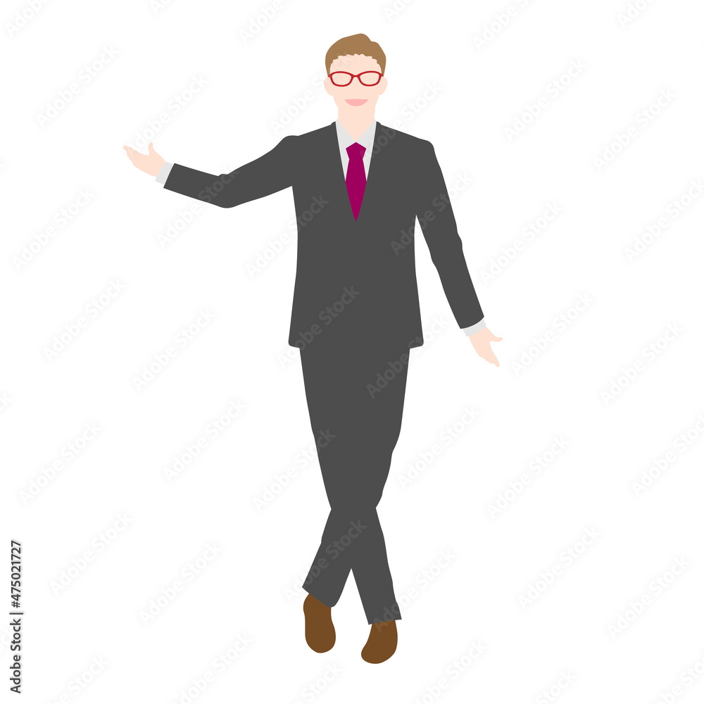 Illustration of a businessman in a musical pose(white background, vector, cut out)