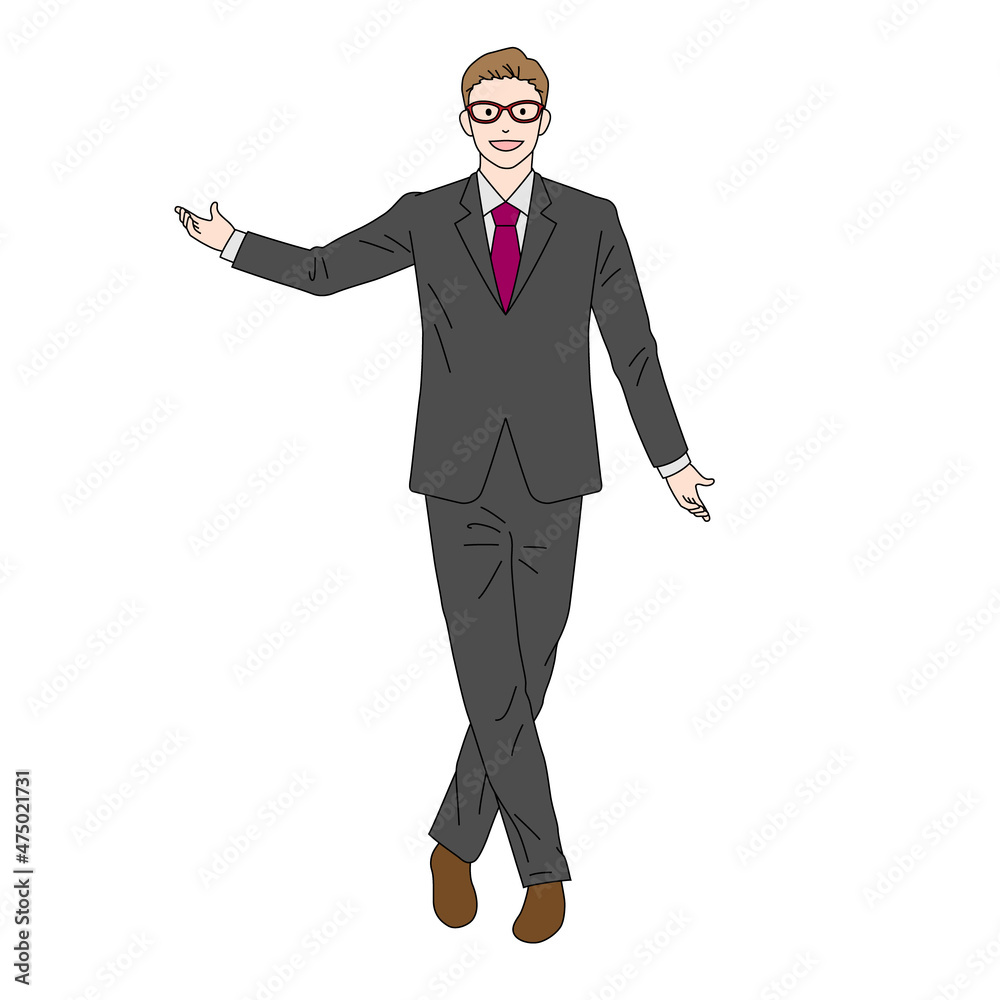 Illustration of a businessman in a musical pose(white background, vector, cut out) Illustration of a businessman in a musical pose(white background, vector, cut out)